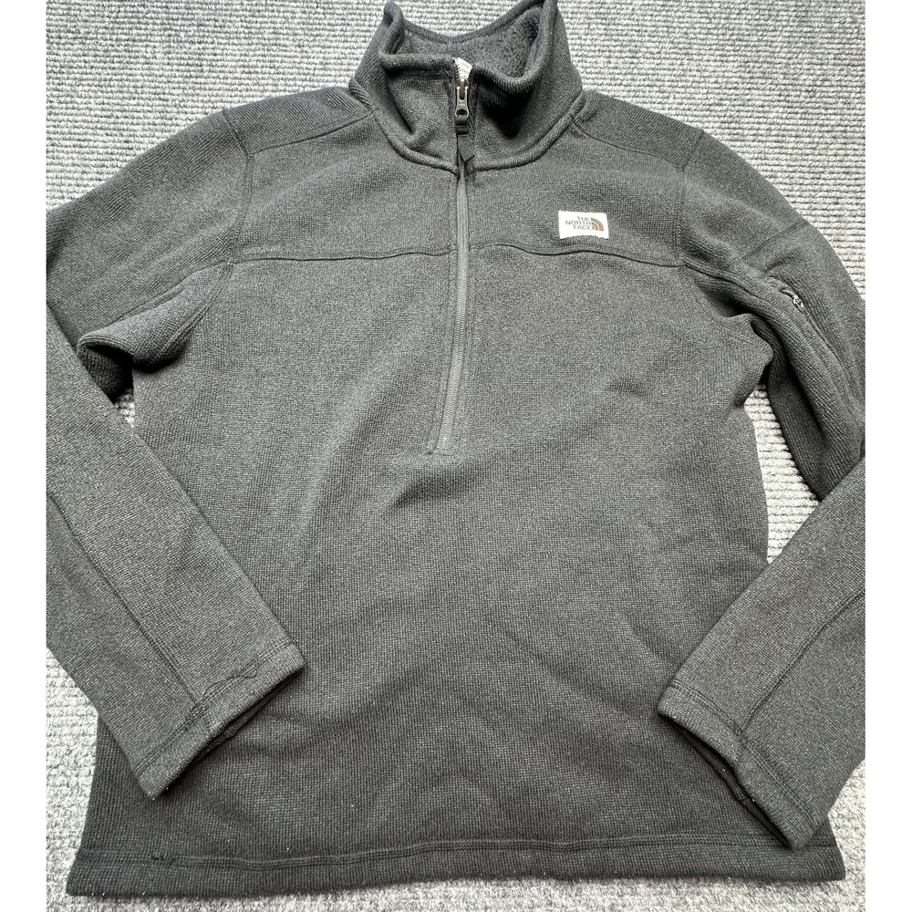 North Face Pullover Sweater Mens Medium Black Half Zip Fleece Outdoor Pocket Zip
